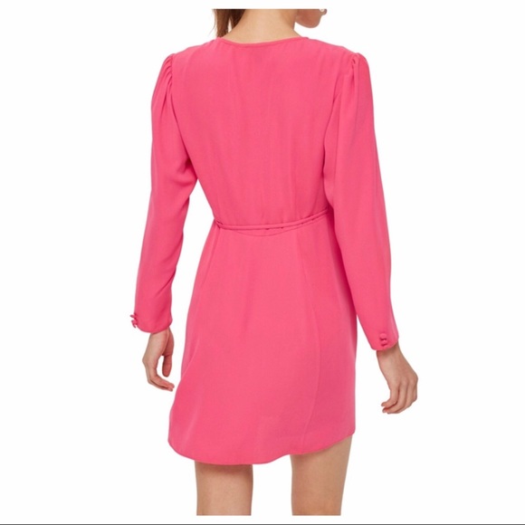 NEW TOPSHOP PINK CREPE WRAP MINI DRESS - Picture 5 of 7